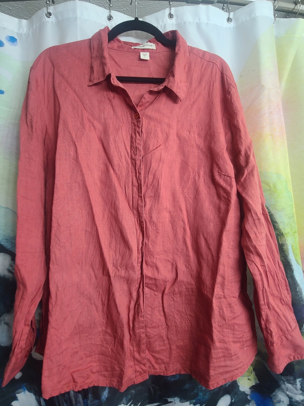 Coldwater Creek Coral 100% Linen Shirt